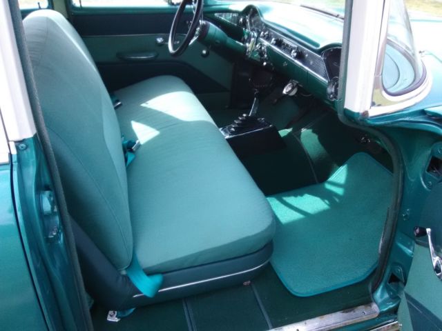 1955 Teal and White Chevrolet Bel Air/150/210 Sedan