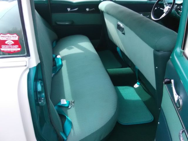 1955 Teal and White Chevrolet Bel Air/150/210 Sedan