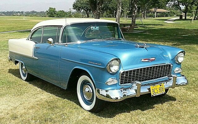 1955 Blue /  white Chevrolet Bel Air/150/210 Coupe