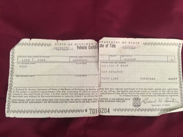 1955 Black Ford F-100 Standard Cab Pickup