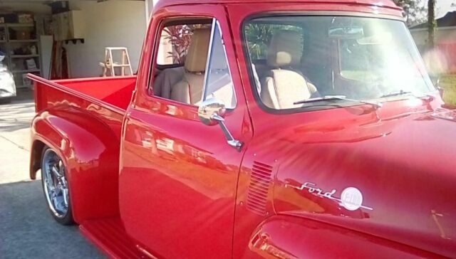 1955 Red Ford F-100 Crew Cab Pickup