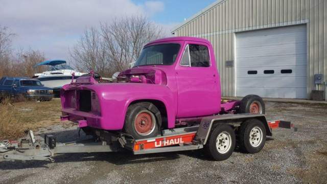 1955 Deep Rose Ford F-100 Standard Cab Pickup