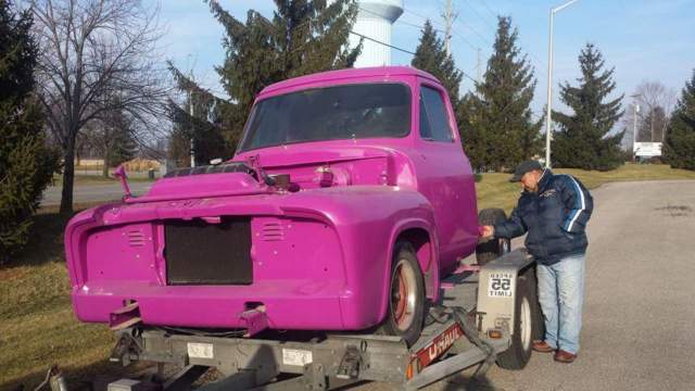 1955 Deep Rose Ford F-100 Standard Cab Pickup