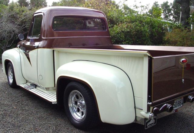 1955 cream/brown Ford F-100 shortbed