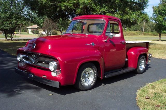 1955 Burgundy Ford F-100 Standard Cab Pickup