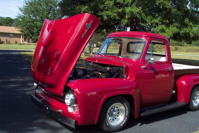 1955 Burgundy Ford F-100 Standard Cab Pickup