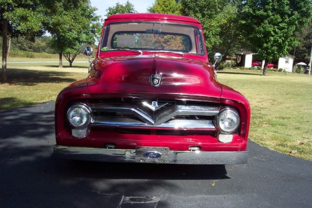 1955 Burgundy Ford F-100 Standard Cab Pickup