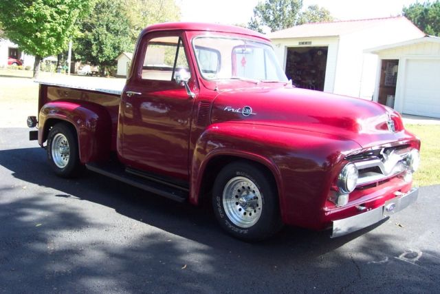 1955 Burgundy Ford F-100 Standard Cab Pickup