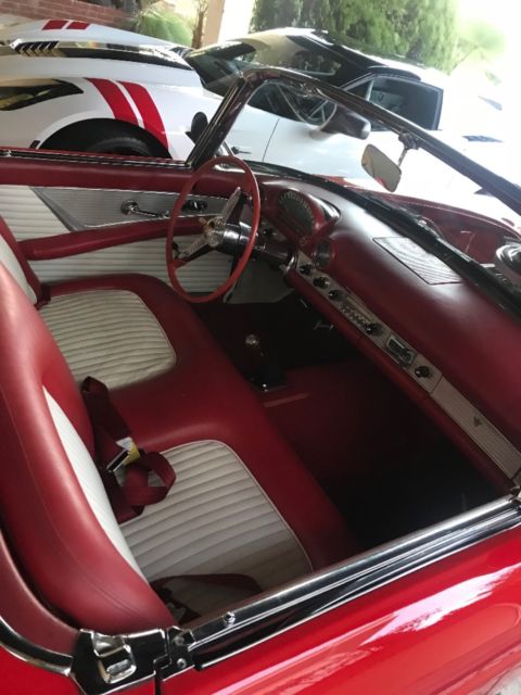 1955 Red Ford Thunderbird Convertible