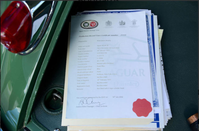 1955 Green Jaguar XK Convertible