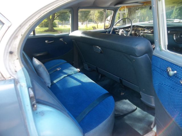 1955 Blue and White Oldsmobile Eighty-Eight Sedan