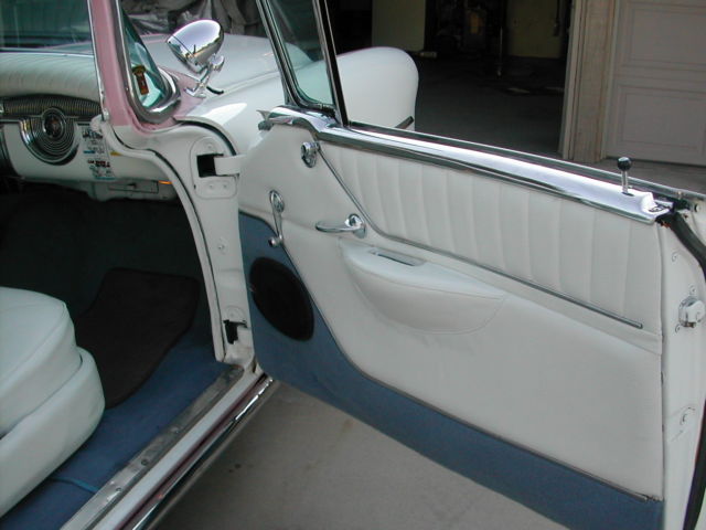 1955 White with pink marbled scallops and blue accents Oldsmobile Eighty-Eight Coupe