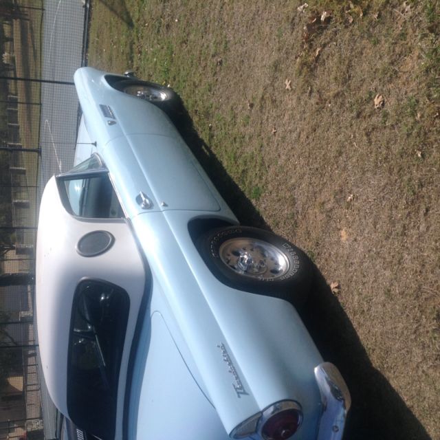 1955 baby blue Ford Thunderbird 2 door conv