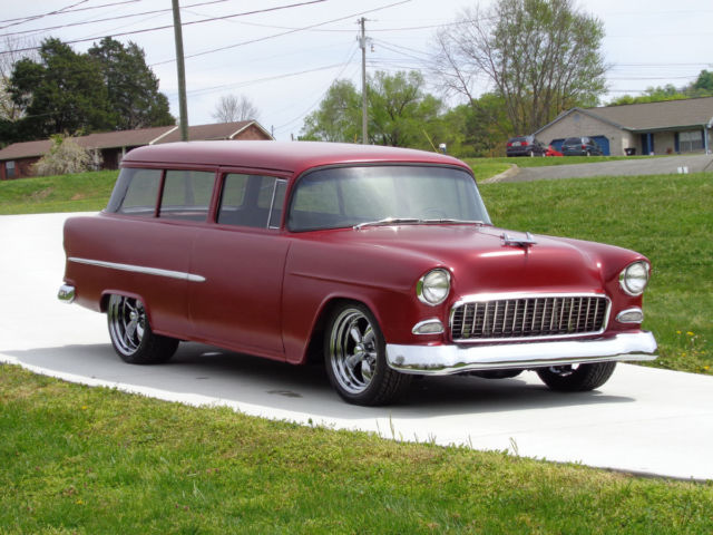 1955 MAROON Chevrolet Bel Air/150/210 STATION WAGON