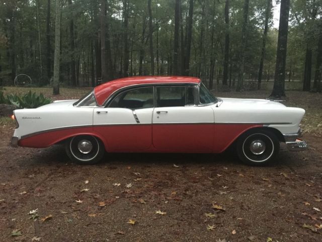1956 Red and white Chevrolet Bel Air/150/210 Sport Sedan