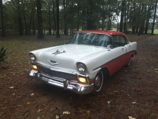 1956 Red and white Chevrolet Bel Air/150/210 Sport Sedan