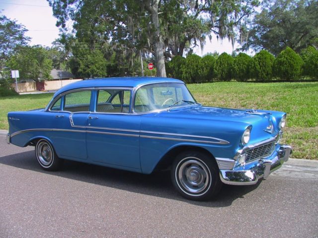 1956 Blue Chevrolet Bel Air/150/210 4 door sedan
