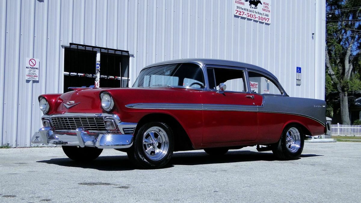 1956 Burgundy Chevrolet Bel Air/150/210 Coupe