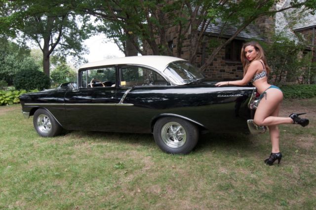 1956 Black Chevrolet Bel Air/150/210 2 dr post