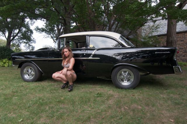 1956 Black Chevrolet Bel Air/150/210 2 dr post