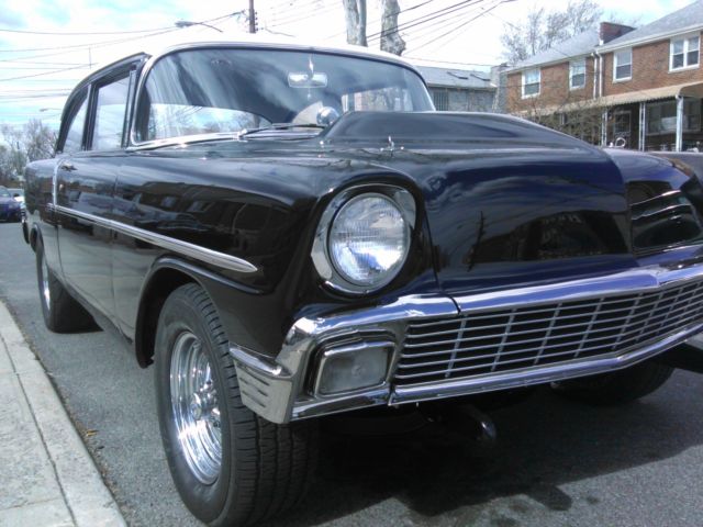 1956 Black Chevrolet Bel Air/150/210 2 dr post
