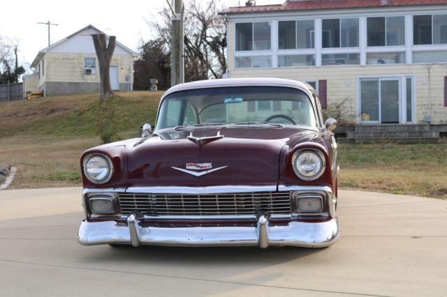 1956 maroon Chevrolet Bel Air/150/210 Coupe