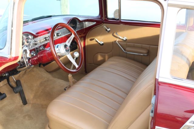 1956 maroon Chevrolet Bel Air/150/210 Coupe