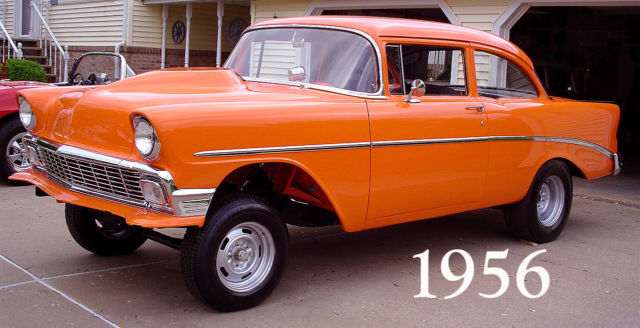 1956 Orange Chevrolet Bel Air/150/210 2 door sedan