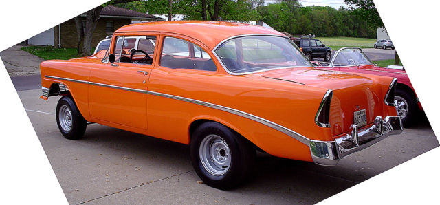 1956 Orange Chevrolet Bel Air/150/210 2 door sedan