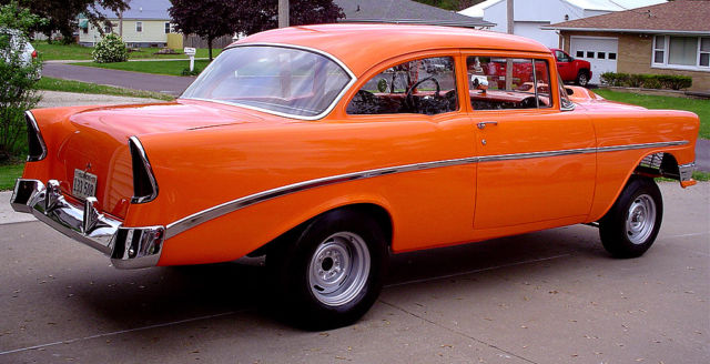 1956 Orange Chevrolet Bel Air/150/210 2 door sedan