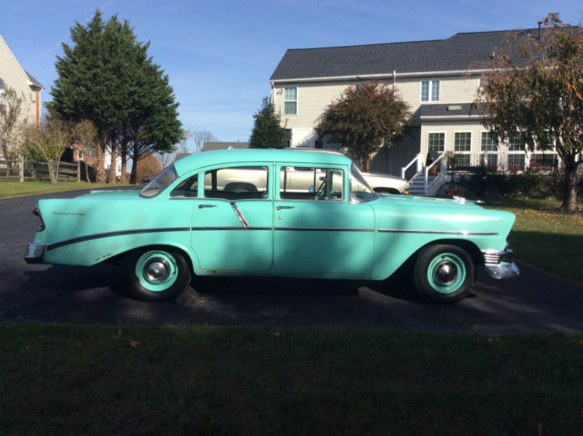 1956 Turquoise  Chevrolet Bel Air/150/210 4 door sedan 