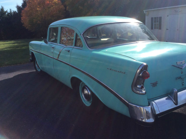 1956 Turquoise  Chevrolet Bel Air/150/210 4 door sedan 