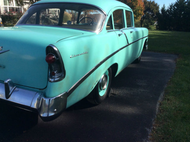 1956 Turquoise  Chevrolet Bel Air/150/210 4 door sedan 