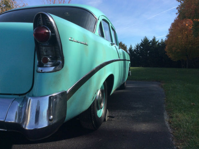 1956 Turquoise  Chevrolet Bel Air/150/210 4 door sedan 