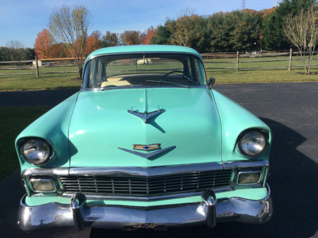 1956 Turquoise  Chevrolet Bel Air/150/210 4 door sedan 
