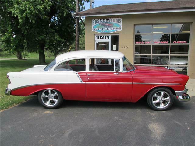 1956 Red Chevrolet Bel Air/150/210 2 door post