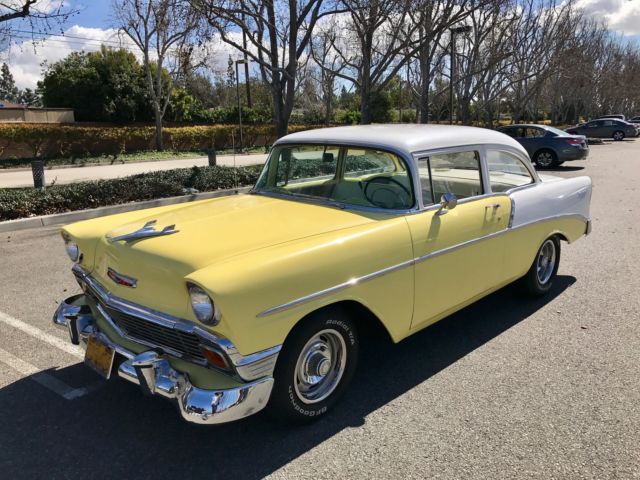 1956 Yellow/White Chevrolet Bel Air/150/210 2 Door Sedan 