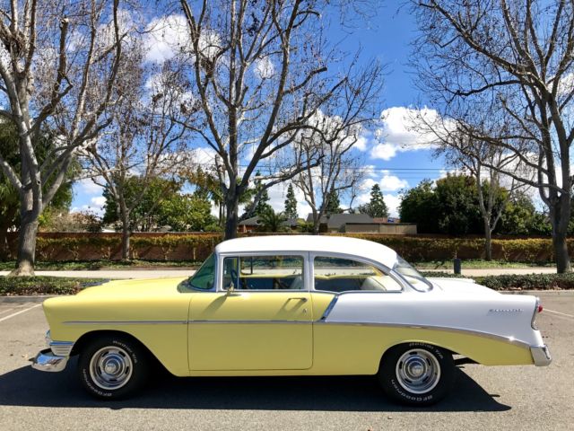 1956 Yellow/White Chevrolet Bel Air/150/210 2 Door Sedan 
