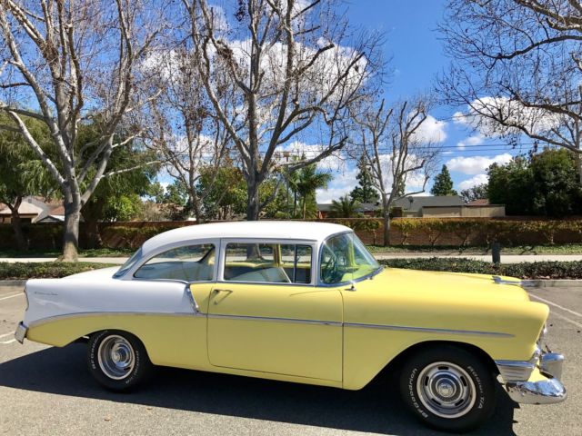 1956 Yellow/White Chevrolet Bel Air/150/210 2 Door Sedan 