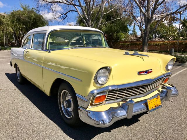 1956 Yellow/White Chevrolet Bel Air/150/210 2 Door Sedan 