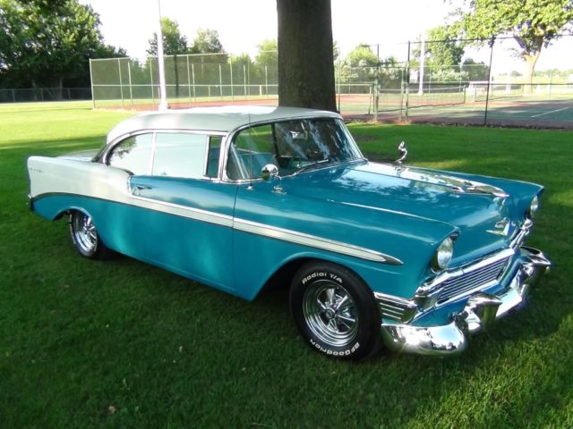 1956 Twillight Turquois / India Ivory Chevrolet Bel Air/150/210 2-Door Hardtop not Post or Sedan