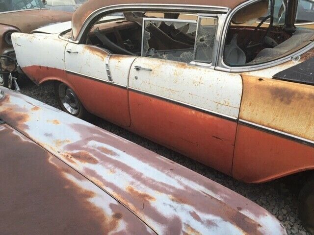 1956 Red and White Chevrolet Bel Air/150/210 4 D