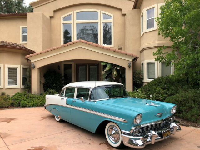 1956 Blue / White Chevrolet Bel Air/150/210 Sedan