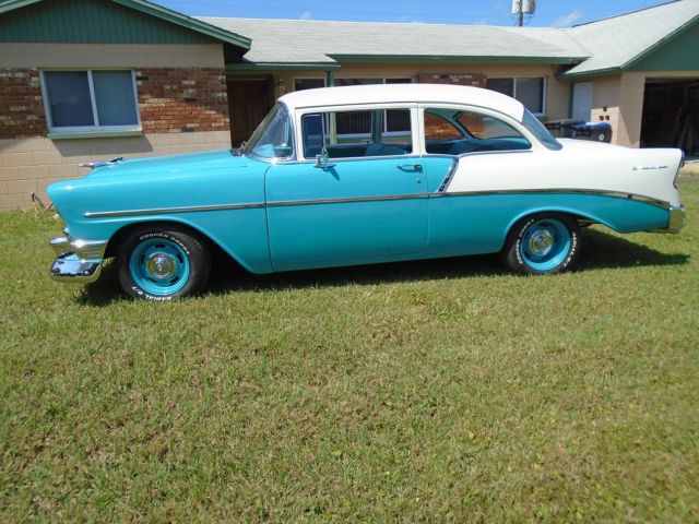 1956 blue/white Chevrolet Bel Air/150/210 U/K