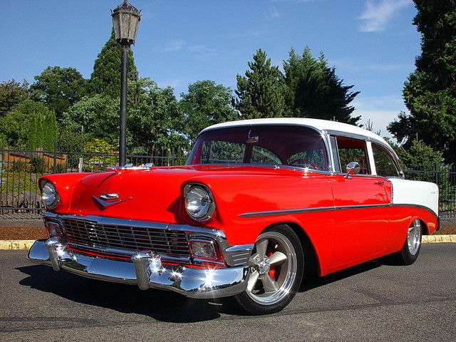 1956 Red Chevrolet Bel Air/150/210 Sedan