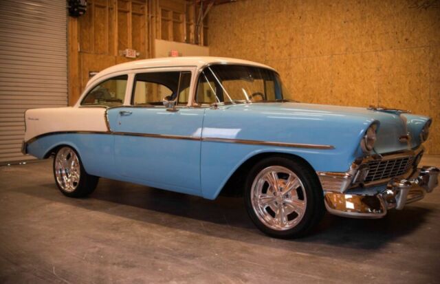 1956 Blue and cream white Chevrolet Bel Air/150/210 Coupe
