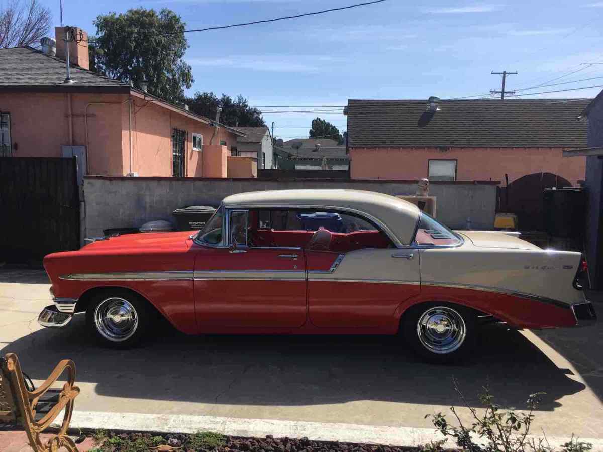 1956 Red Chevrolet belair Sedan