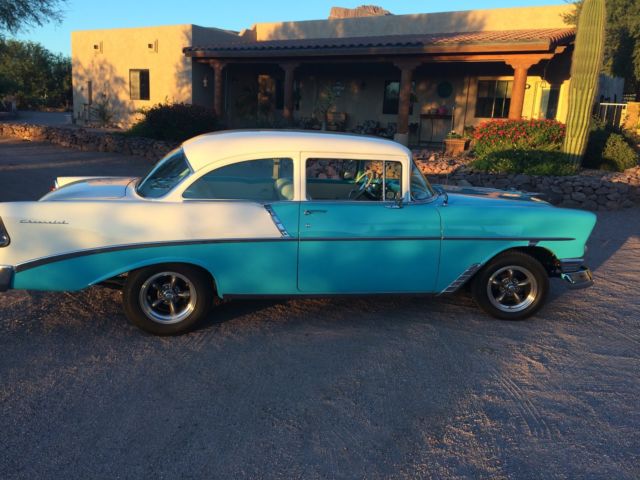 1956 Turquoise and white Chevrolet Bel Air/150/210 Sedan