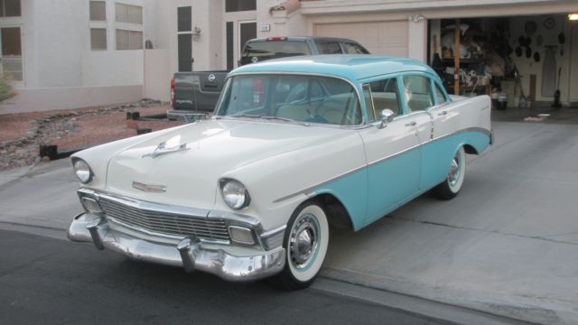 1956 White/Teal Chevrolet Bel Air/150/210 Sedan
