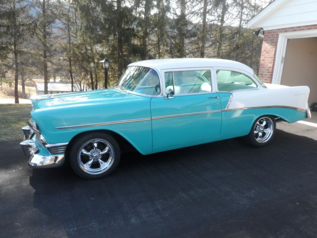1956 Light Blue and White Chevrolet Bel Air/150/210 Coupe